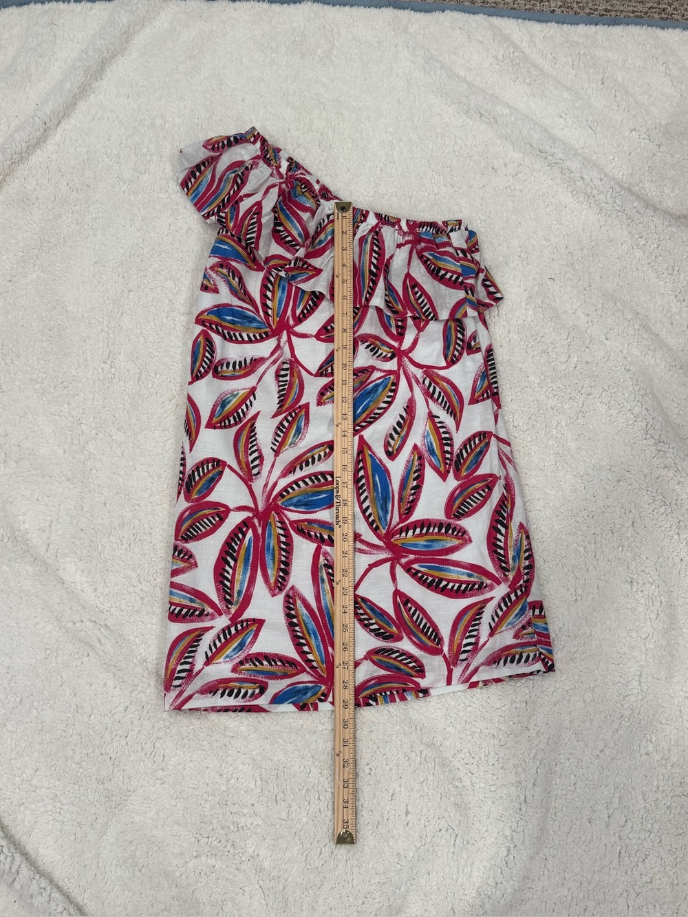 J. Crew One-Shoulder Leaf-Print Shift Dress in Pink & Blue Size Small NWT - Picture 6 of 10